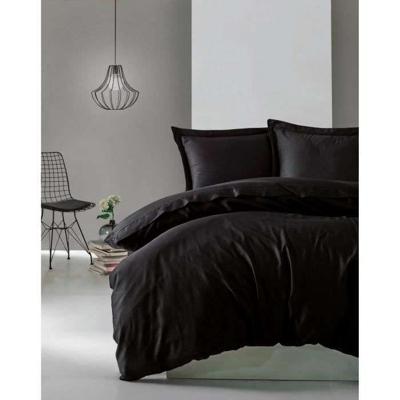 Beddengoedset - 1 dekbedovertrek 220 x 240 cm + 2 kussenslopen 60 x 60 cm - 100% katoen satijn - Zwart