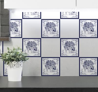 Tegelstickers man op paardenslee