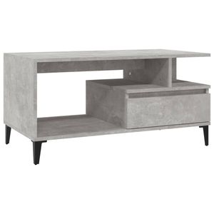 The Living Store Salontafel Industrieel - Betongrijs - 90 x 49 x 45 cm