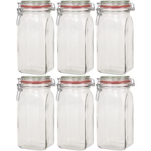 6x Weckpotten/inmaakpotten 1500 ml/1,5 liter met beugelsluiting