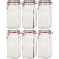 6x Weckpotten/inmaakpotten 1500 ml/1,5 liter met beugelsluiting