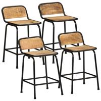 Barkrukken 4 st 46x35,5x70 cm massief hout ruw mangohout