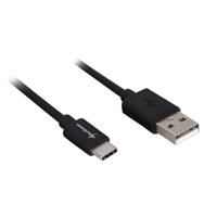 Sharkoon usb-a 2.0 - usb-c kabel (zwart, 3 meter)