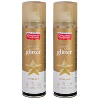 Decoratie spray - 2x - goud - glitter -150 ml - spuitbus - decospray