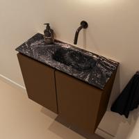 Toiletmeubel Mondiaz Ture Dlux | 60 cm | Meubelkleur Rust | Eden wastafel Lava Rechts | Zonder kraangat