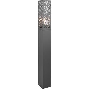LED Tuinverlichting - Staande Buitenlamp - Trion Kaca XL - E27 Fitting - Rechthoek - Mat Antraciet - RVS