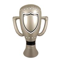 Opblaasbare winnaars trofee - 60 cm - zilver - Feestartikelen voor supporters - bokaal