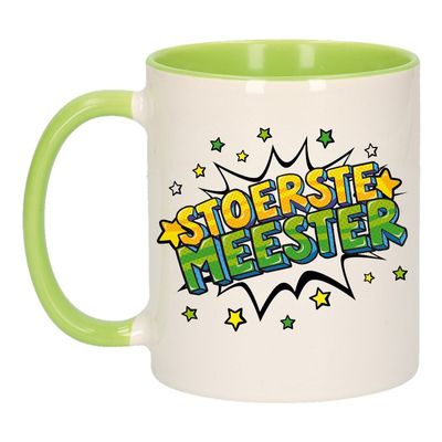 Stoerste meester cadeau mok / beker wit en groen 300 ml