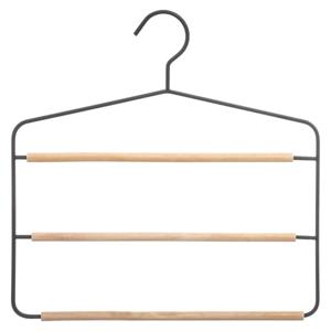 Luxe kledinghanger/broekhanger voor 3 broeken - zwart - 35 x 36 cm - Kledingkast hangers