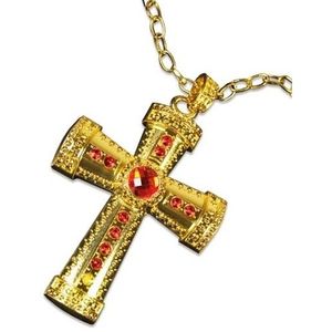 Sinterklaas verkleed ketting goud/rood kruis voor volwassenen