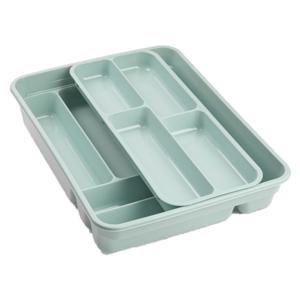 Plasticforte Bestekbak - mintgroen - 10-vaks - 2 lagen - besteklade - organizer