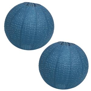 Chaks Lampion - 2x - luxueus -  bolvormig - blauw - 40 x 37.5 cm - papier - gedecoreerd