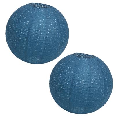 Chaks Lampion - 2x - luxueus -? bolvormig - blauw - 40 x 37.5 cm - papier - gedecoreerd?