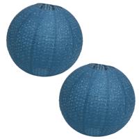 Chaks Lampion - 2x - luxueus - bolvormig - blauw - 40 x 37.5 cm - papier - gedecoreerd Chaks Lampion - 2x - luxueus - bolvormig - blauw - 40 x 37.5 cm - papier - gedecoreerd