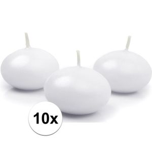 10x Drijfkaarsen wit 5 cm