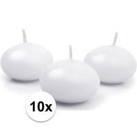 10x Drijfkaarsen wit 5 cm   -