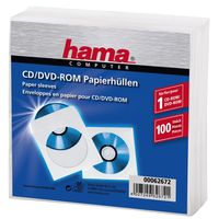 Hama 00062672 CD-hoes 1 CD/DVD/Blu-Ray Wit Papier 100 stuk(s)