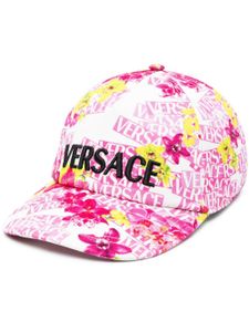 Versace casquette fleurie à logo brodé - Blanc