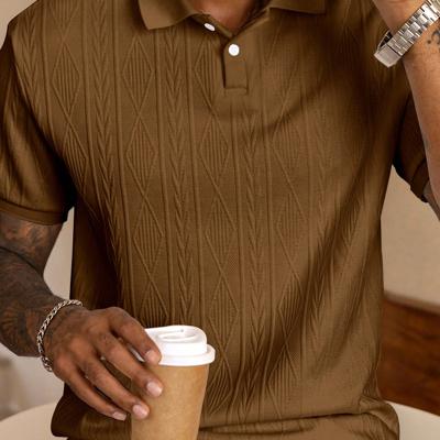 Bon&Bon Heren Polo Shirt - Wit Textured Design - Korte Mouwen Koffie bruin / XXL