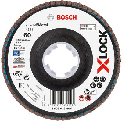 Bosch Accessoires Lamellenschijf X551 125mm G60 Fiber schuin X-LOCK - 2608619804