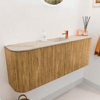 Toiletmeubel Mondiaz Joya Dlux | 113.2 cm | Meubelkleur Oak | Faye wastafel Frappe Wasbak Midden | 1 kraangat
