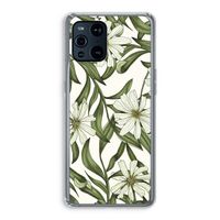 Wit bloemenpatroon: Oppo Find X3 Transparant Hoesje Wit bloemenpatroon: Oppo Find X3 Transparant Hoesje