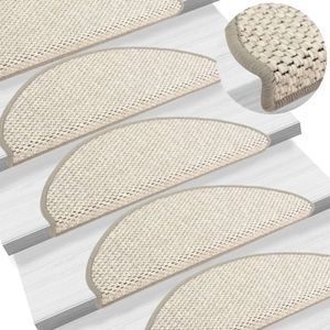 VidaXL Trapmatten zelfklevend 15 st sisal-look 65x21x4 cm platinakleur