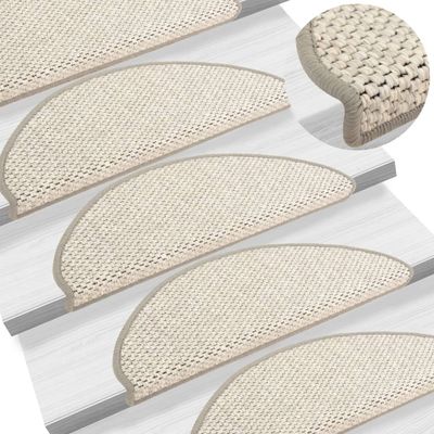 VidaXL Trapmatten zelfklevend 15 st sisal-look 65x21x4 cm platinakleur