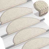 VidaXL Trapmatten zelfklevend 15 st sisal-look 65x21x4 cm platinakleur