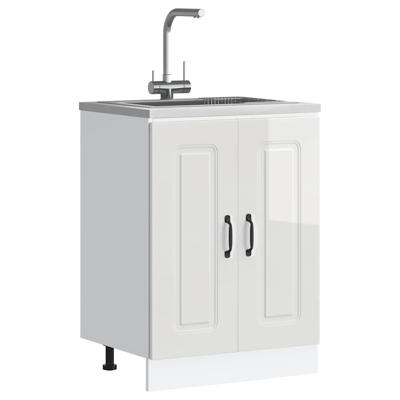 Spoelbakonderkast Kalmar 60x46x81,5cm bewerkt hout hoogglanswit