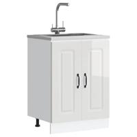 Spoelbakonderkast Kalmar 60x46x81,5cm bewerkt hout hoogglanswit