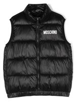 Moschino Kids logo-print padded gilet - Noir