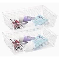 Plasticforte Opbergbakje - Pakket van 12x stuks - mandje - organizer - 23,5x15,5 cm - transparant