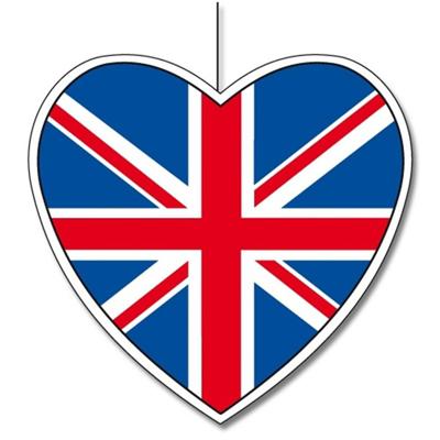 Kartonnen hart met de vlag van Engeland 28 cm Kartonnen hart met de vlag van Engeland 28 cm