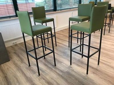 Set van 4 leren barstoelen - groen leer - Echt leer, Modern, ontdek de vele Leersoorten en Kleuren bij ShopX