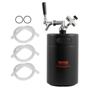 VEVOR Mini Biervat Bierdispenser 5L Druk Growler Zwart Huishouden Camping