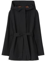 Burberry manteau ceinturé à capuche - Noir