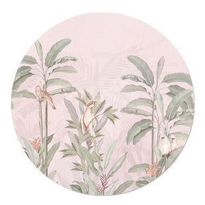 Muurcirkel Jungle Papegaai roze White PVC 100