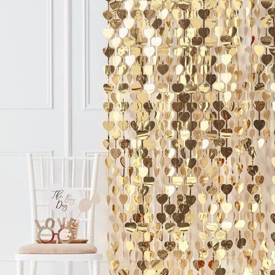 Decoratie Gordijn Gouden Hartjes