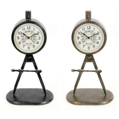 Tafelklok DKD Home Decor Zwart Gouden Loft (2 Stuks)