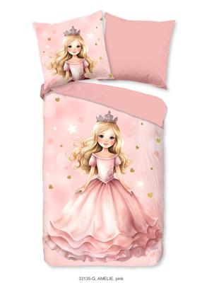 Good Morning Kinderdekbedovertrek "princes" - Roze - (135x200 cm) - Katoen Good Morning Kinderdekbedovertrek "princes" - Roze - (135x200 cm) - Katoen