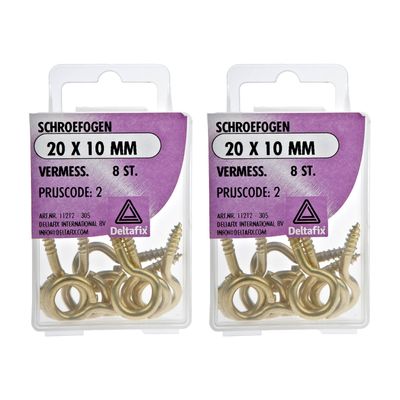 Deltafix Schroefogen - 16x - verzinkt metaal - 20 x 10 mm - ijzerwaren