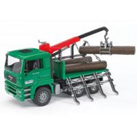 Bruder houttransporter MAN met kraan/boomstammen (02769)