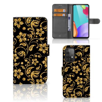 Samsung Galaxy A52 Hoesje Gouden Bloemen Samsung Galaxy A52 Hoesje Gouden Bloemen