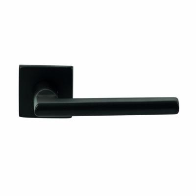 Hardbrass Deurkruk Athene op vierkant rozet 4mm dun - zwart