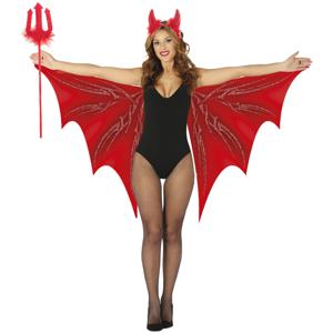 Halloween/horror verkleed set - vleermuis vleugels/diadeem en trident - Duivel - Carnaval