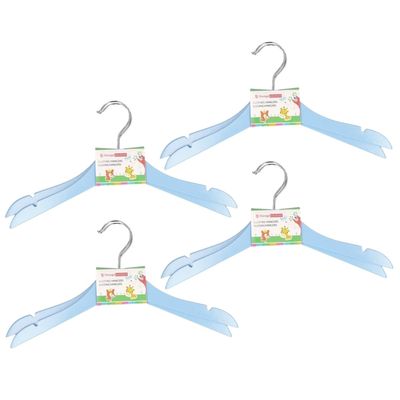 Blauwe stevige houten kledinghangers voor kinderen 16x stuks
