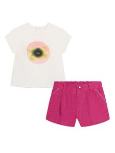 Chloé Kids ensemble short-t-shirt à logo imprimé - Rose