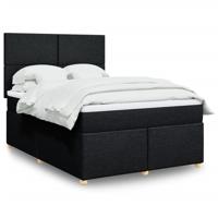 Boxspring met matras stof zwart 140x200 cm