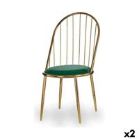 Stoel Gift Decor Groen Gouden Polyester Ijzer 48 x 95,5 x 48 cm Stangen (2 Stuks)